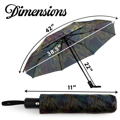 Neon Logo Compact Automatic Umbrella, Strong & Portable