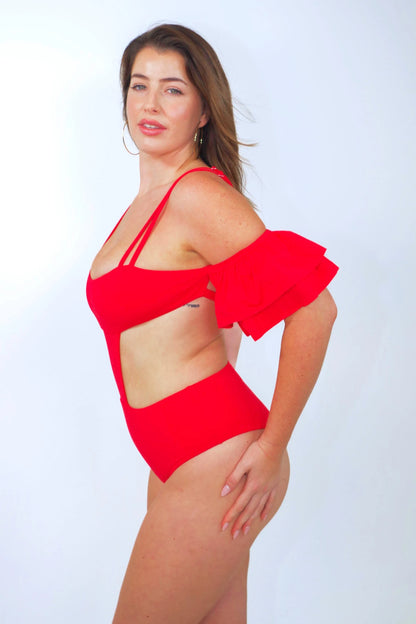 Rafa one piece swimsuit with ruffle sleeve