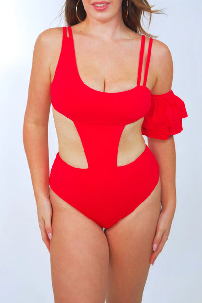 Rafa one piece swimsuit with ruffle sleeve
