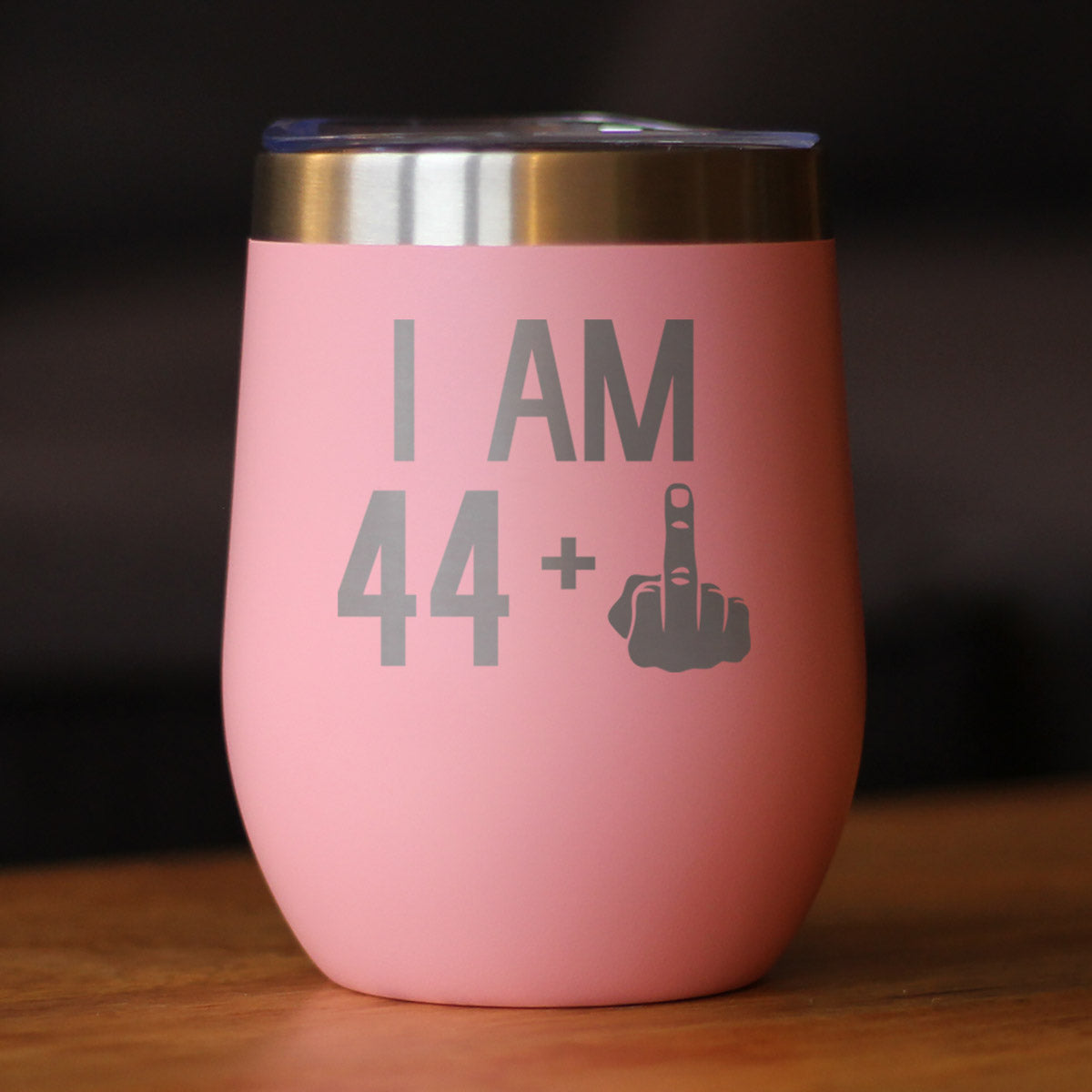 44 + 1 Middle Finger - Wine Tumbler - Cute Funny 45th Birthday Gift for Women or Men Turning 45