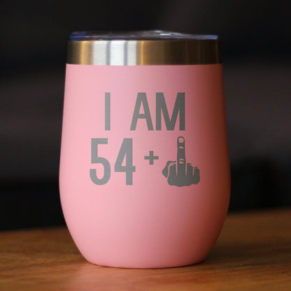 54 + 1 Middle Finger - Wine Tumbler - Cute Funny 55th Birthday Gift for Women or Men Turning 55