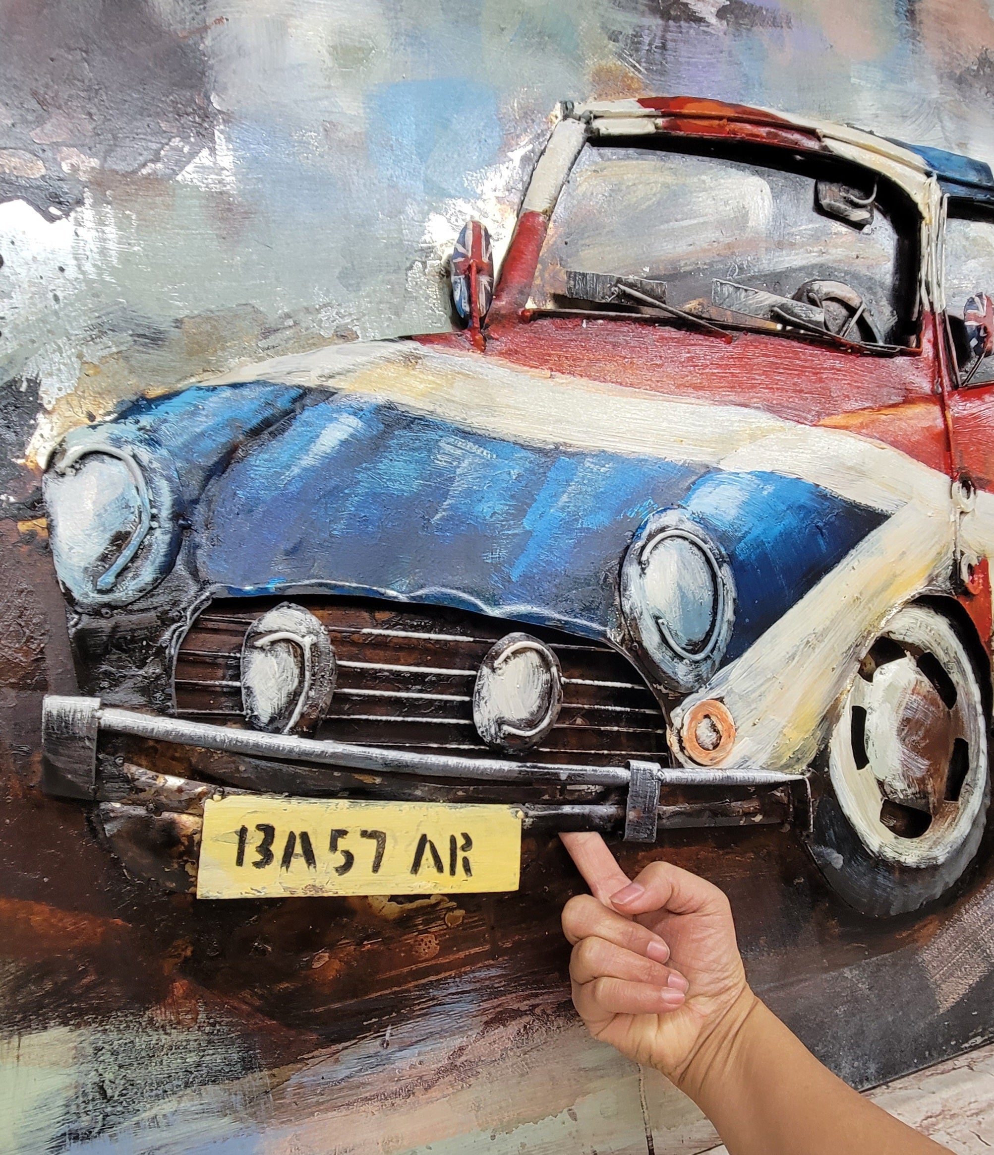 British Mini Cooper Car Automobile 3D Wall Art Metal Cutout Painting Decor