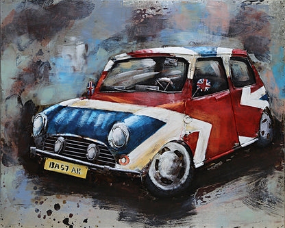 British Mini Cooper Car Automobile 3D Wall Art Metal Cutout Painting Decor