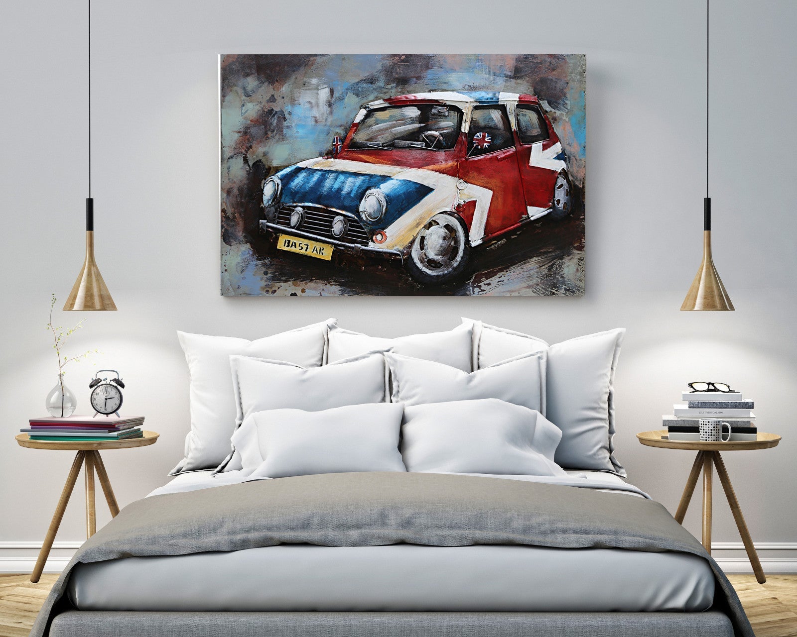 British Mini Cooper Car Automobile 3D Wall Art Metal Cutout Painting Decor