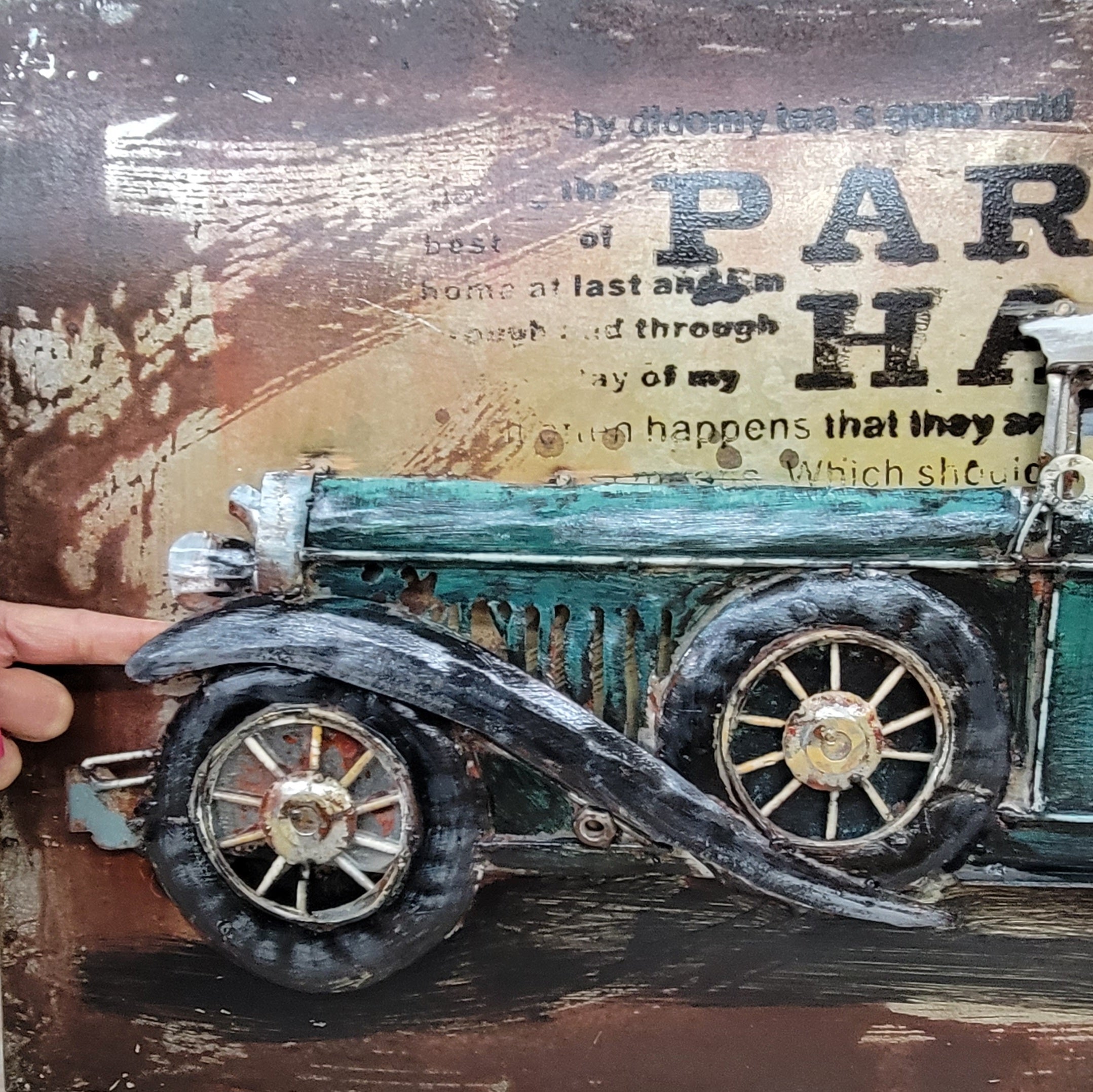 Old Fashioned Car 1920's 1930's 3D Wall Art Mixed Media Painting Decoration