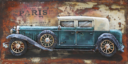 Old Fashioned Car 1920's 1930's 3D Wall Art Mixed Media Painting Decoration