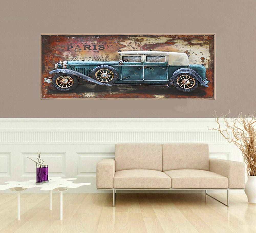 Old Fashioned Car 1920's 1930's 3D Wall Art Mixed Media Painting Decoration