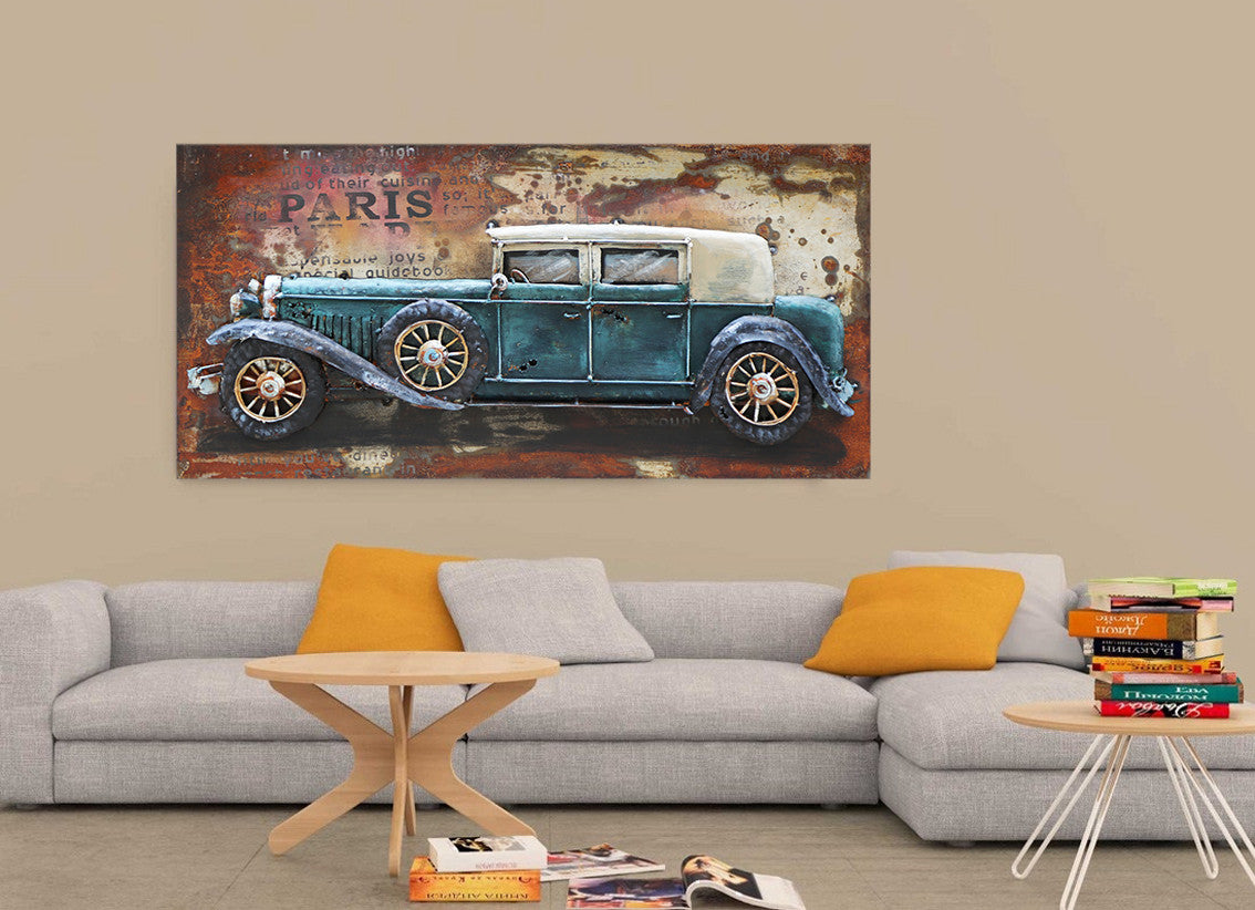 Old Fashioned Car 1920's 1930's 3D Wall Art Mixed Media Painting Decoration