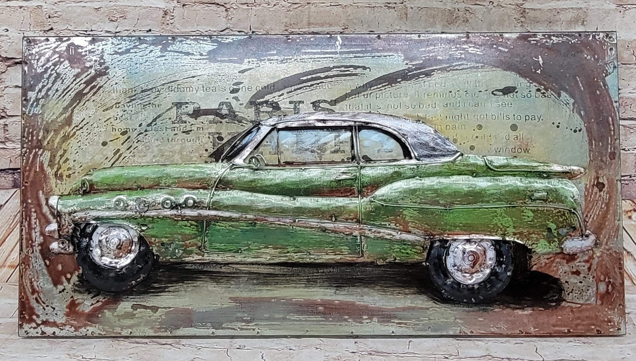 Realistic Old Rustic Vintage American Car in Acrylics 3-D Oil Painting Figurine