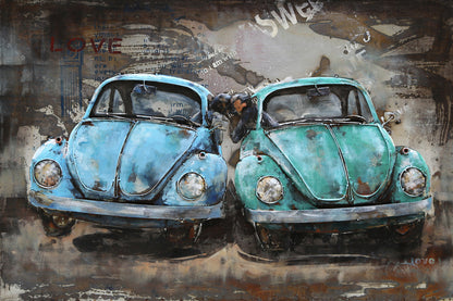 Volkswagen VW Beetle Car 3D Wall Art Painting on Metal Canvas