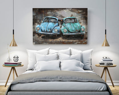 Volkswagen VW Beetle Car 3D Wall Art Painting on Metal Canvas