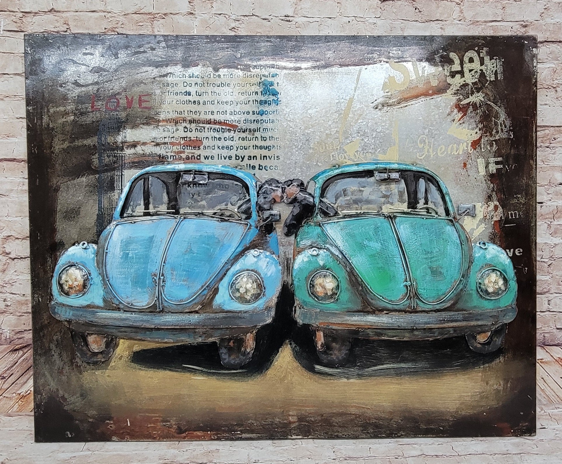 Volkswagen VW Beetle Car 3D Wall Art Painting on Metal Canvas