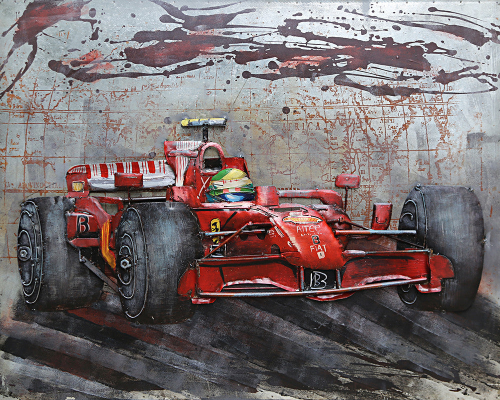 Formula 1 Race Car 3D Metallic Wall Art Painting