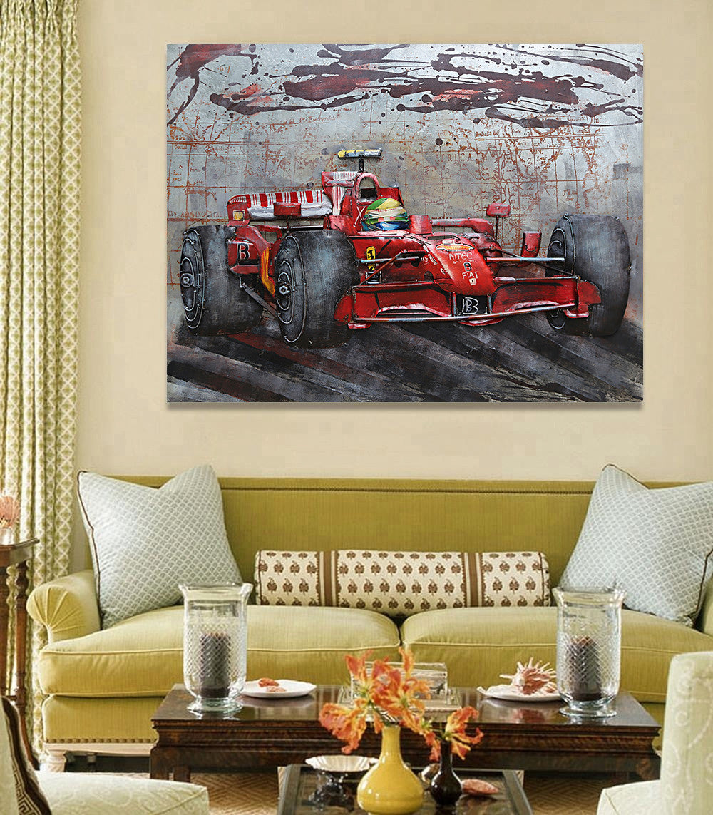 Formula 1 Race Car 3D Metallic Wall Art Painting