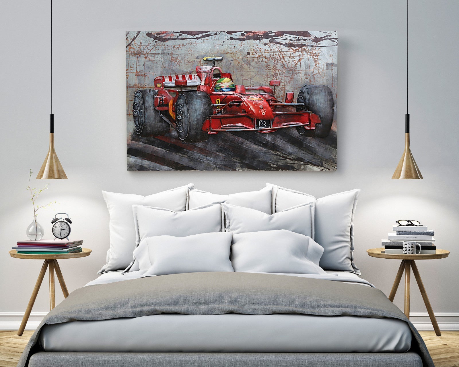 Formula 1 Race Car 3D Metallic Wall Art Painting