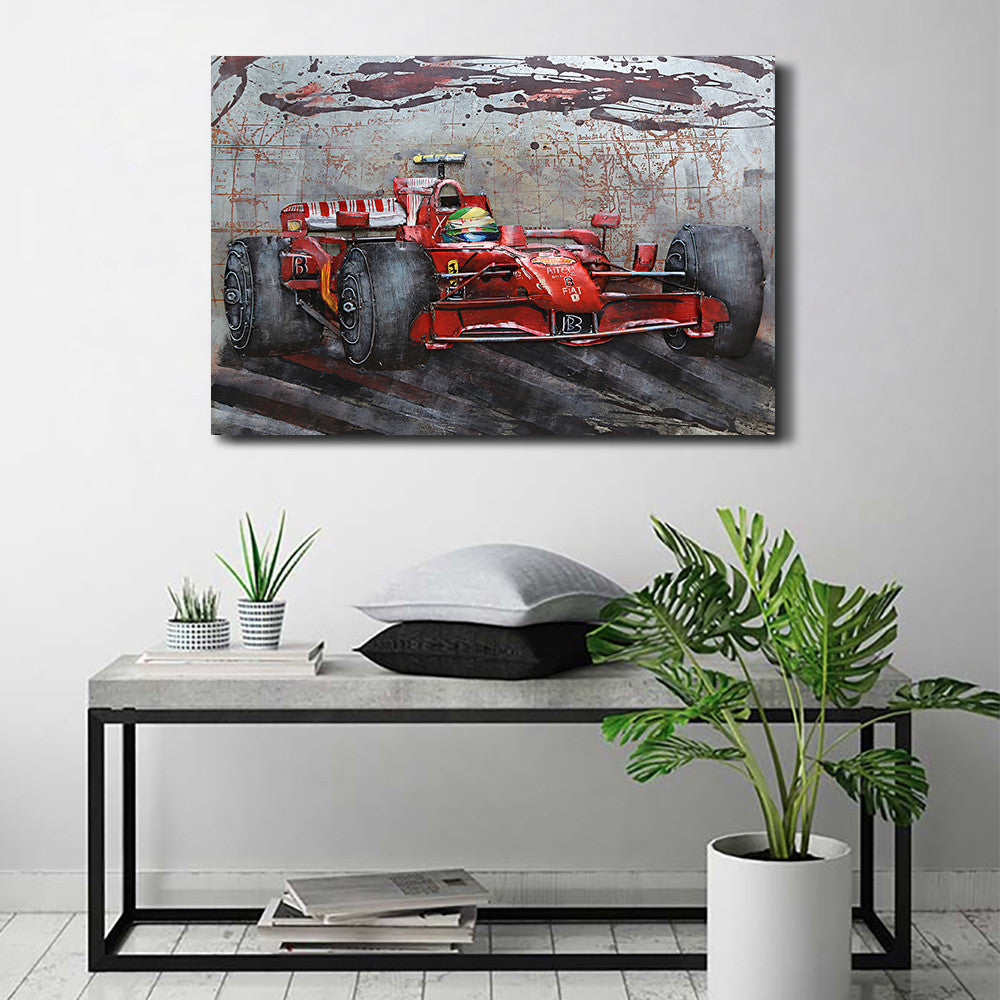 Formula 1 Race Car 3D Metallic Wall Art Painting