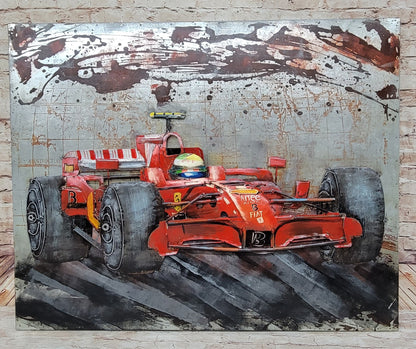 Formula 1 Race Car 3D Metallic Wall Art Painting