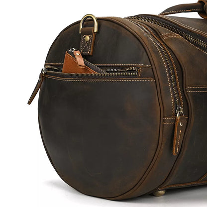 The Wainwright Weekender | Round Vintage Leather Duffel