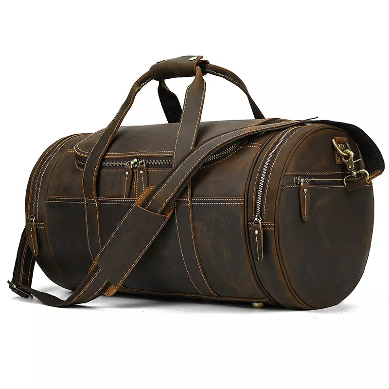 The Wainwright Weekender | Round Vintage Leather Duffel