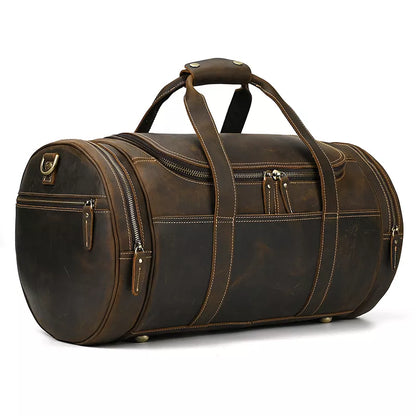 The Wainwright Weekender | Round Vintage Leather Duffel