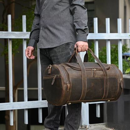 The Wainwright Weekender | Round Vintage Leather Duffel