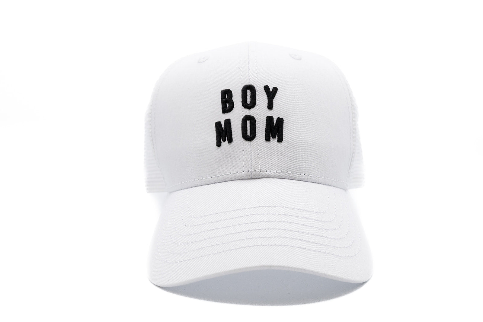 Boy Mom Hat in White Snapback