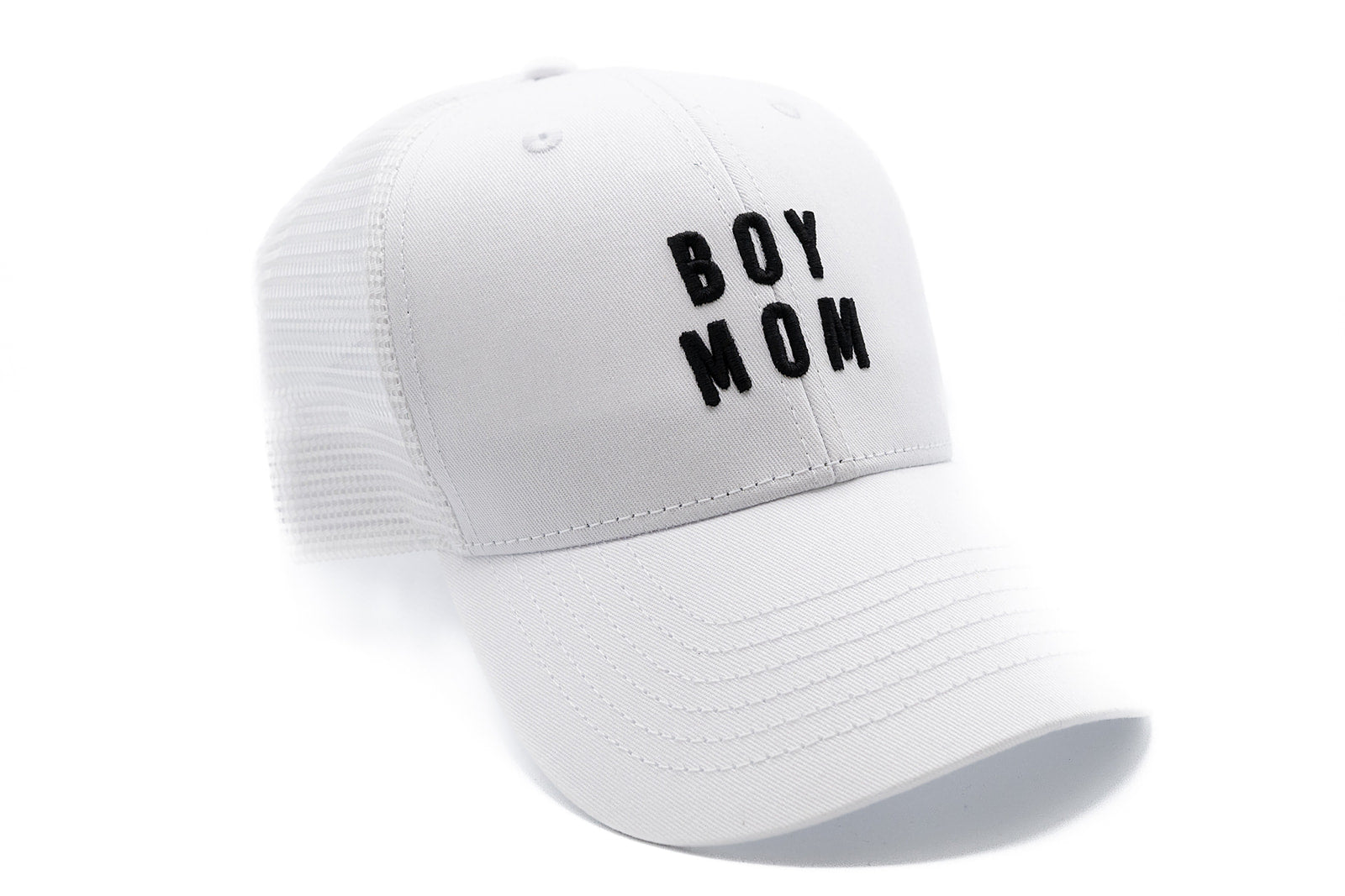 Boy Mom Hat in White Snapback