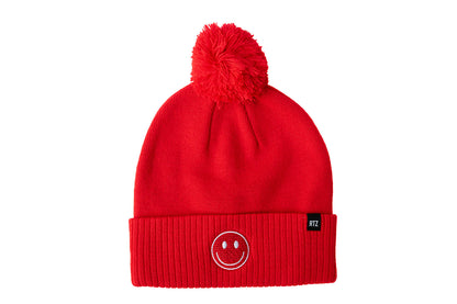 Smiley Pom Pom Beanie Hat
