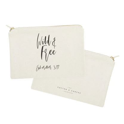 Wild and Free, Ephesians 3:12 Cotton Canvas Cosmetic Bag
