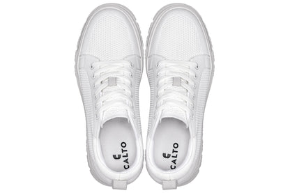 X2321 - 2.4 Inches Taller (White/White Sole) - Lace Up Men's Casual Sneakers