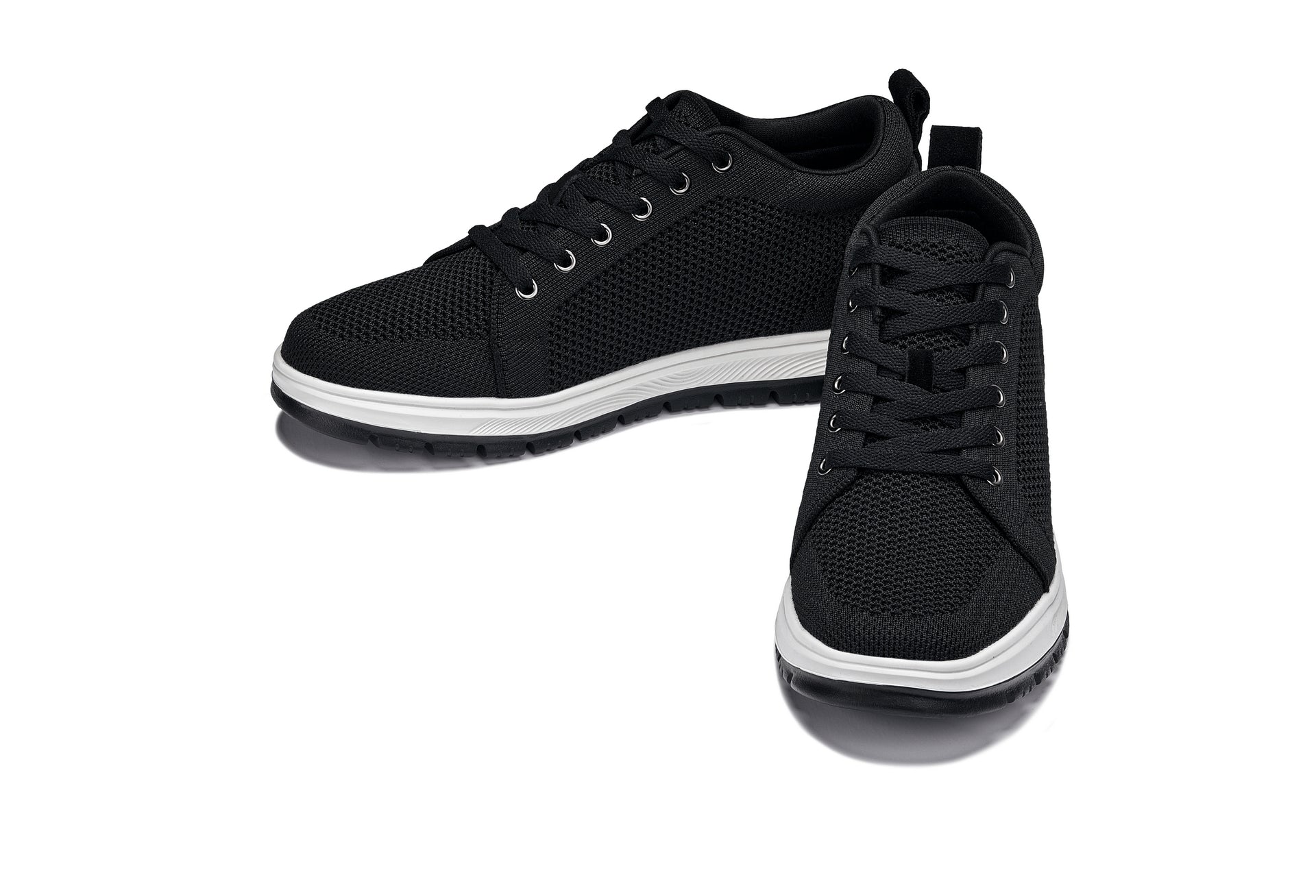 X2322 - 2.4 Inches Taller (Black/White & Black Sole) - Lace Up Casual Men's Sneaker
