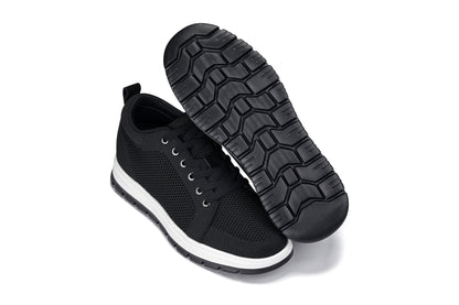 X2322 - 2.4 Inches Taller (Black/White & Black Sole) - Lace Up Casual Men's Sneaker