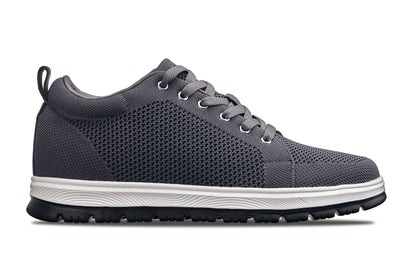 X2323 - 2.4 Inches Taller (Iron Grey/White & Black Sole) - Lace Up Casual Men's Sneakers