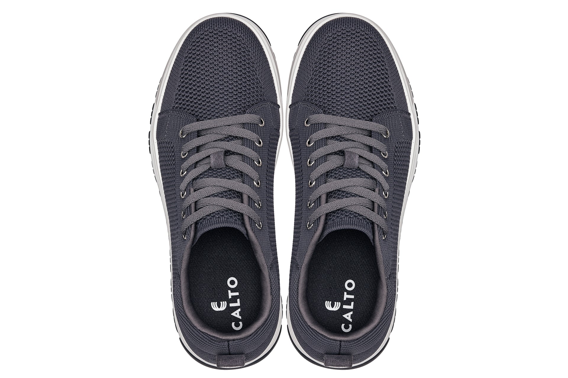 X2323 - 2.4 Inches Taller (Iron Grey/White & Black Sole) - Lace Up Casual Men's Sneakers