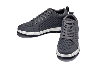 X2323 - 2.4 Inches Taller (Iron Grey/White & Black Sole) - Lace Up Casual Men's Sneakers