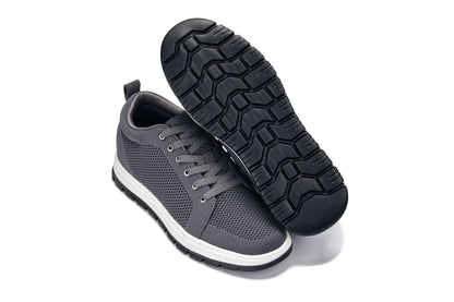 X2323 - 2.4 Inches Taller (Iron Grey/White & Black Sole) - Lace Up Casual Men's Sneakers