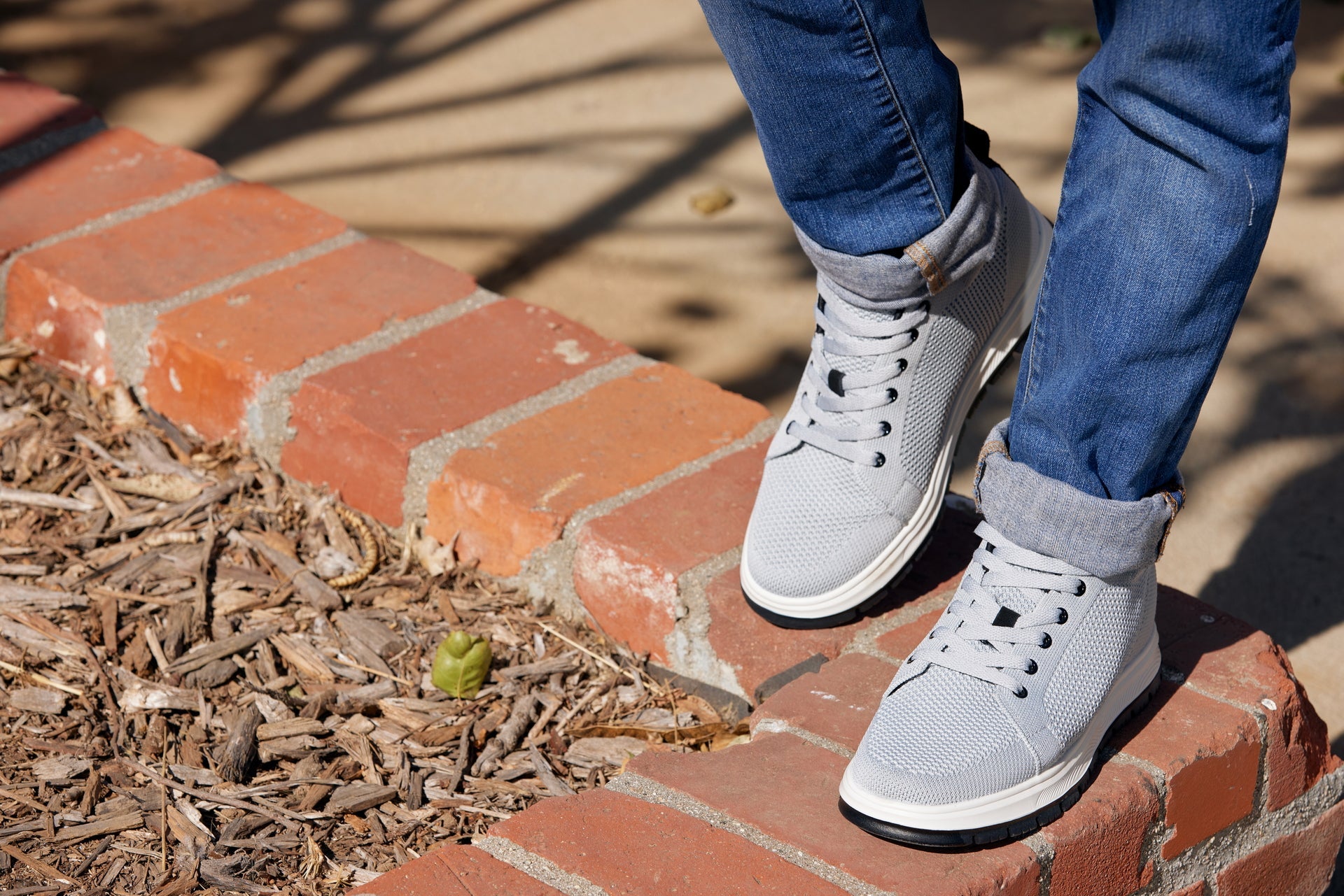 X2324 - 2.4 Inches Taller (Pewter Grey/White) - Lace Up Casual Men's Sneaker