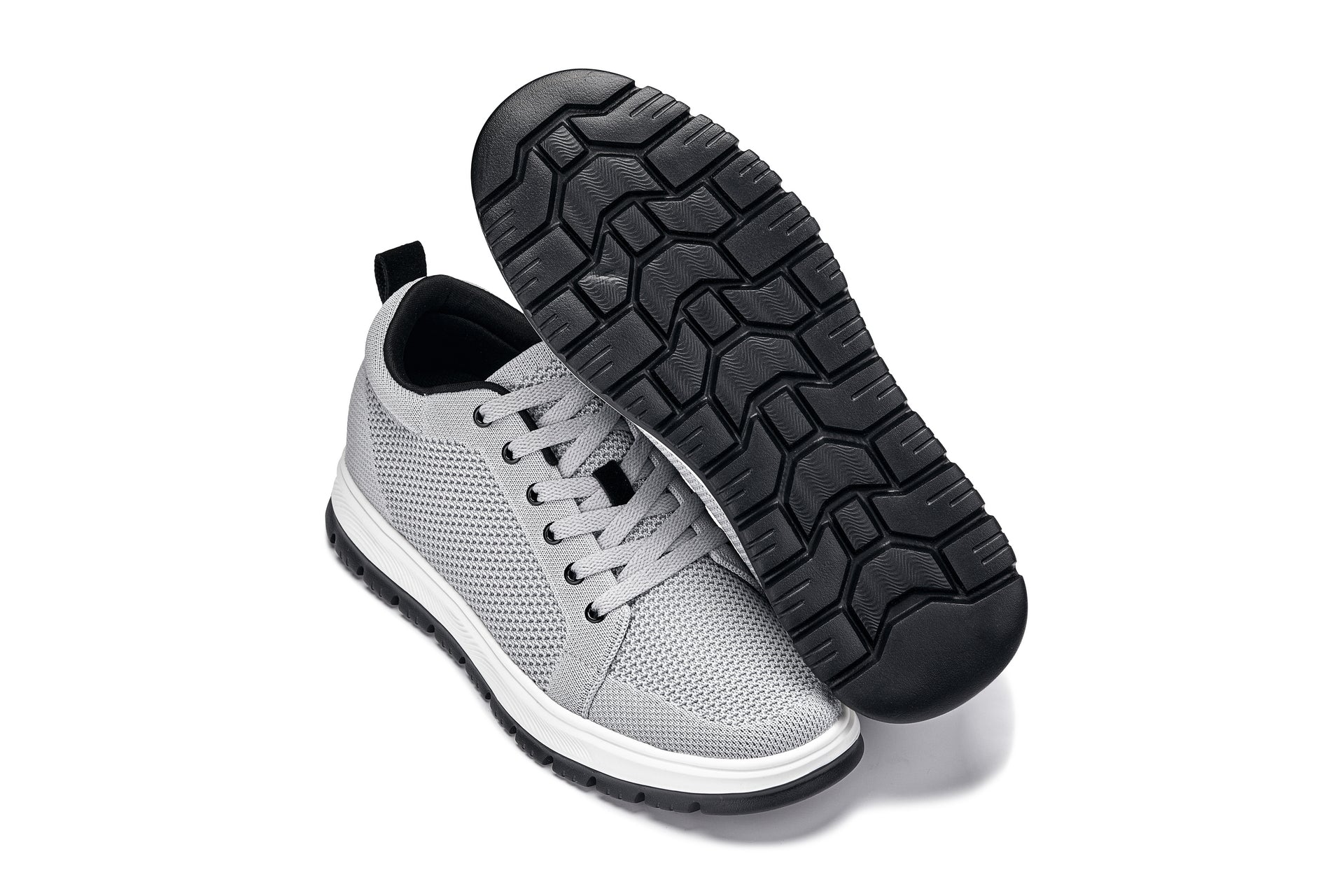 X2324 - 2.4 Inches Taller (Pewter Grey/White) - Lace Up Casual Men's Sneaker