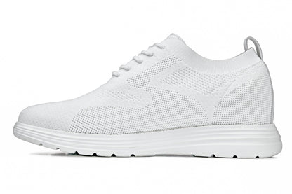 X2633 - 2.8 Inches Taller (White) - Lace Up Casual Men's Walker Shoes
