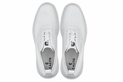 X2633 - 2.8 Inches Taller (White) - Lace Up Casual Men's Walker Shoes