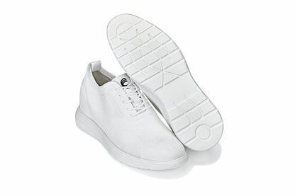 X2633 - 2.8 Inches Taller (White) - Lace Up Casual Men's Walker Shoes
