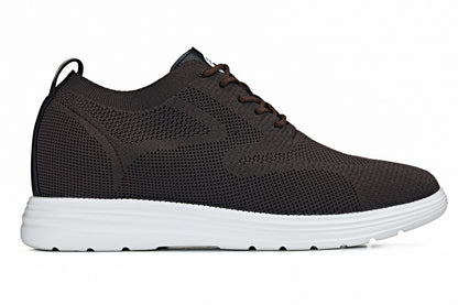X2635 - 2.8 Inches Taller (Coffee Brown) - Lace Up Casual Men's Walker Shoes
