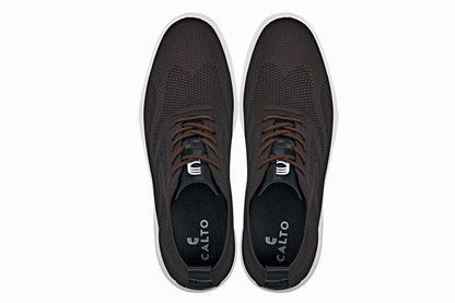 X2635 - 2.8 Inches Taller (Coffee Brown) - Lace Up Casual Men's Walker Shoes