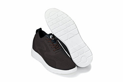 X2635 - 2.8 Inches Taller (Coffee Brown) - Lace Up Casual Men's Walker Shoes