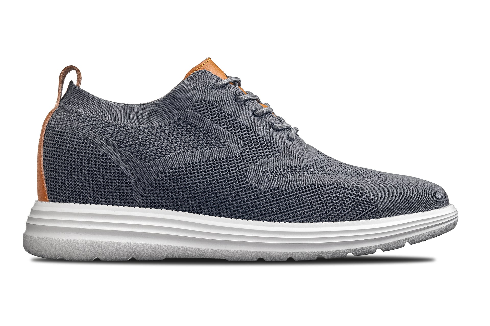 X2636 - 2.8 Inches Taller (Iron Grey/Brown) - Lace Up Casual Men's Walker Shoes