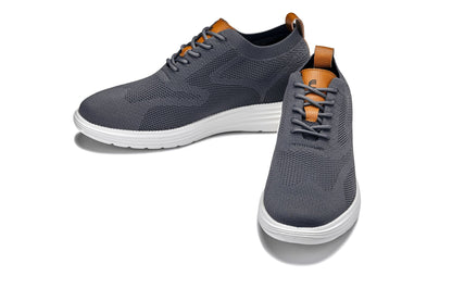 X2636 - 2.8 Inches Taller (Iron Grey/Brown) - Lace Up Casual Men's Walker Shoes