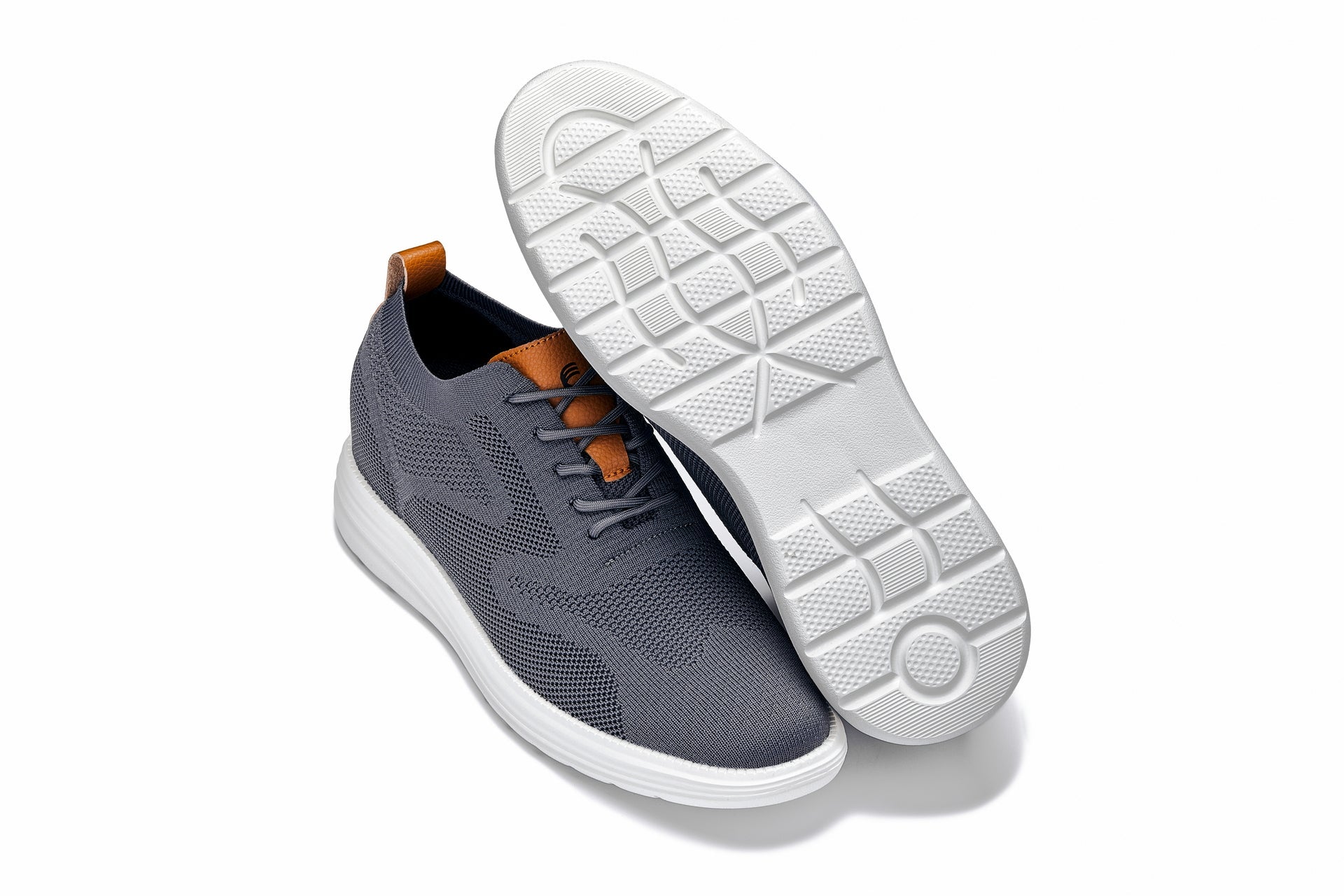 X2636 - 2.8 Inches Taller (Iron Grey/Brown) - Lace Up Casual Men's Walker Shoes