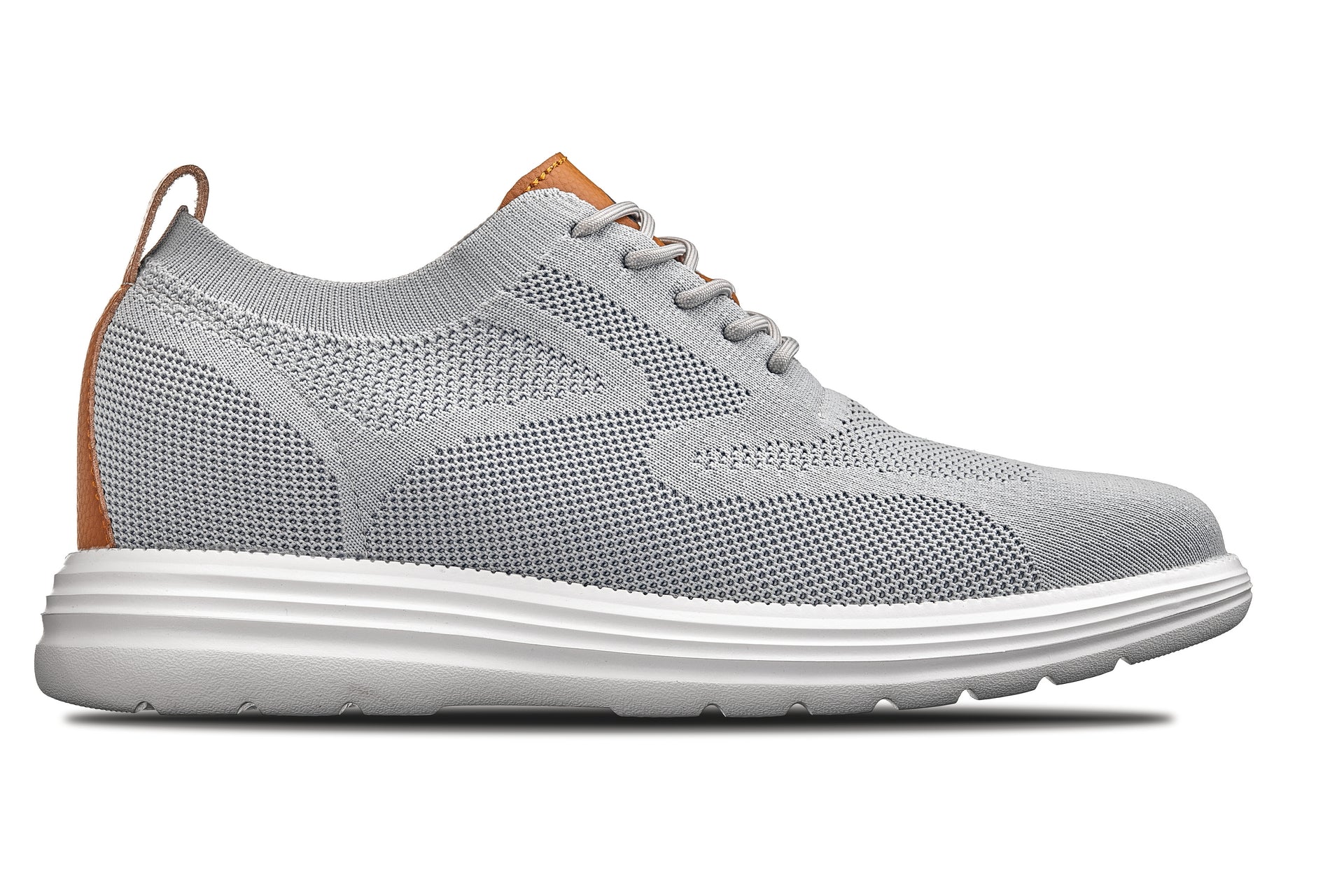 X2637 - 2.8 Inches Taller (Pewter Grey/Brown) - Lace Up Casual Men's Walker Shoes