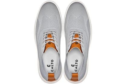 X2637 - 2.8 Inches Taller (Pewter Grey/Brown) - Lace Up Casual Men's Walker Shoes