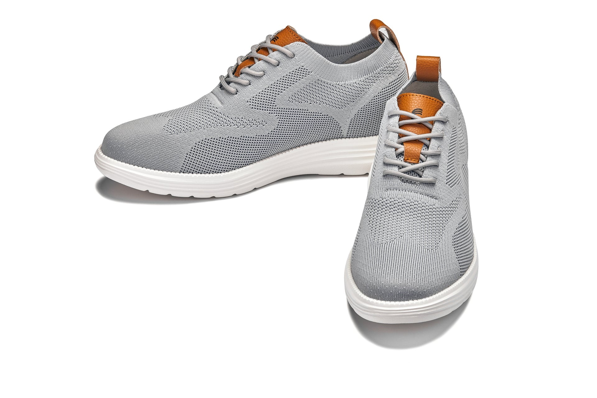 X2637 - 2.8 Inches Taller (Pewter Grey/Brown) - Lace Up Casual Men's Walker Shoes